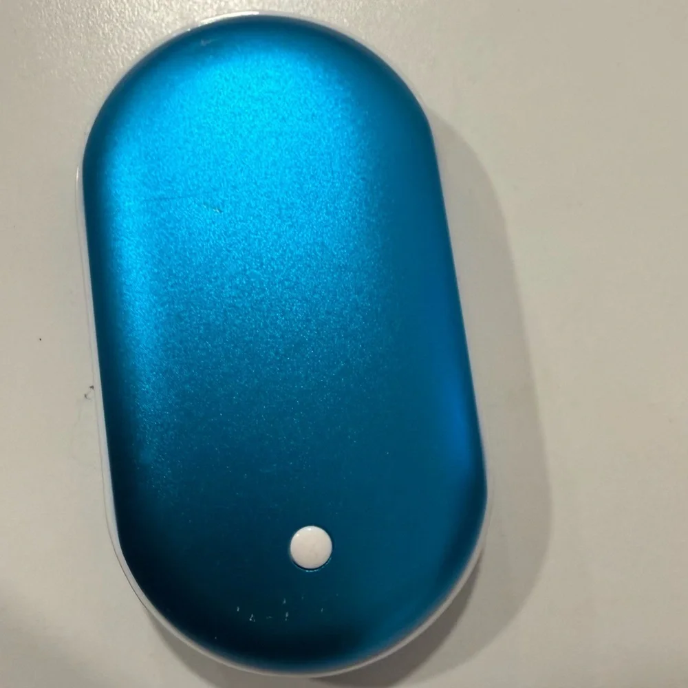 Portable Hand Warmer Power Bank - Metallic Blue & White